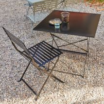 alinea Table de jardin pliante en acier - noir (2 places) - Cervione