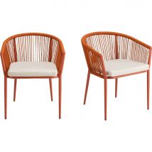 alinea Lot de 2 chaises de jardin avec accoudoirs en aluminium et corde - brun rustrel (prix unitaire : 159.0 euros) - Antalia