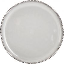 alinea Lot de 4 assiette plate en porcelaine avec liseré perlé d27,6cm - gris borie (prix unitaire : 10.0 euros) - Margot