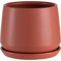 alinea Pot avec soucoupe en céramique - rouge ricin H18cm - Juan