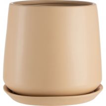 alinea Pot avec soucoupe en céramique - beige H27cm - Juan
