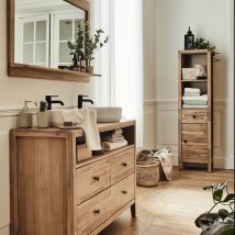 alinea Miroir rectangulaire double de salle de bain en acacia - bois foncé 120cm - Gaia