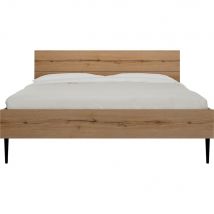 alinea Lit 2 places avec tête de lit en bois 160x200cm - bois clair - Lucian
