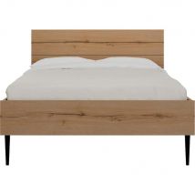 alinea Lit 1 place avec tête de lit en bois 120x200cm - bois clair - Lucian