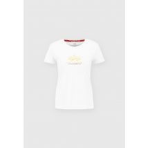 Alpha Industries - New Basic T Foil Print T-Shirt for Women - Size L - white/ metalgold