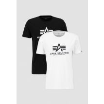 Alpha Industries - Basic T 2 Pack T-Shirt da uomini - Taglia 3XL - Nero/Bianco