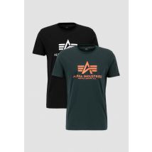 Alpha Industries - Basic T 2 Pack T-Shirt & Polos for Men - Size 4XL - black/dark petrol
