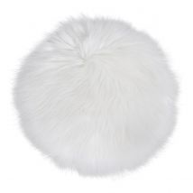 Pouf Lambskin, Bianco, Poliestere, 35x35x6,5 cm, Seven Design