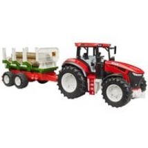 ROADMAX Traktor mit Rückeanhänger und 3 Baumstämmen, Spielfahrzeug