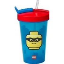 LEGO Becher mit Strohhalm Iconic classic Bright Blue