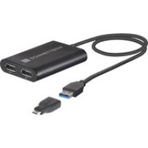 USB DisplayLink Adapter, USB-A Stecker > Dual 4K DisplayPort