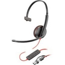 Poly Blackwire 3210 Monaural USB-C-Headset + USB-C/A-Adapter