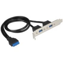 Slotblech 1 x 19 Pin USB 3.0 Pfostenbuchse intern > 2 x USB 3.0 Typ-A Buchse extern, Slotblende