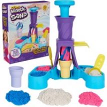 Kinetic Sand - Juego de Helados - 400 g de Arena Mágica Moldeable, 2 Conos de Helado y 2 Herramientas - Kit Manualidades Niños - Juguetes Niños 5 Años + - Arena Kinetica, Juego de arena