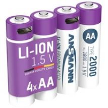Batería Li-Ion Mignon AA tipo 2.000 (mín. 1.800 mAh), paquete de 4