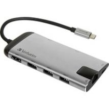 49142 base para portátil y replicador de puertos USB 3.2 Gen 1 (3.1 Gen 1) Type-C Negro, Plata, Estación de acoplamiento
