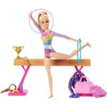 Ensemble de gymnastique Barbie avec poupée blonde et poutre d''équilibre