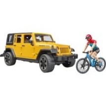 Jeep Wrangler avec vélo tout-terrain et cycliste, Modèle réduit de voiture