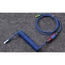 Premium Coiled Aviator Cable - Rainbow Plated Blue, Angled, Câble