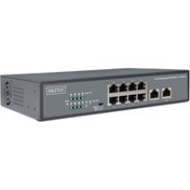 8 Port Fast Ethernet PoE Switch, 19 Inch, Unmanaged, 2 Uplinks