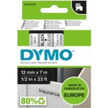 D1 - Standard Étiquettes - Noir sur transparent - 12mm x 7m, Ruban