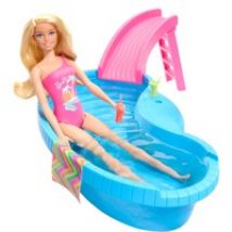 Poupée Barbie blonde avec piscine et toboggan