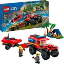City - Le camion de pompiers 4x4 et le canot de sauvetage, Jouets de construction