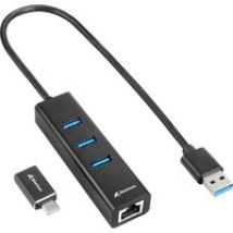 3-Port USB 3.2 Gen 1 Aluminum Hub + RJ45 Ethernet , Station d''accueil