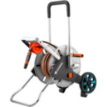 18547-20 enrouleur de tuyau d''arrosoir de jardin Bobine multi-positions Manuel Noir, Acier inoxydable, Enrouleur transportable