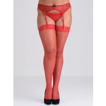 Lovehoney Black Fishnet Lace Top Thigh High Stockings - Amorana