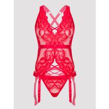 Lovehoney-lingerie Beau Red Lace Basque Korsett & String - Amorana
