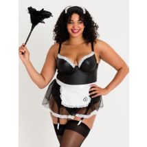 Lovehoney Fantasy Deluxe Wet Look French Maid Costume, Black - 1X / 2X - Amorana