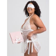 Ensemble nuisette culotte dentelle enveloppe-cadeau noir, Lovehoney, Blanc - Queen - Amorana