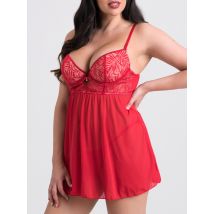 Lovehoney Parisienne Charm Lace Babydoll Set , Rot - Amorana