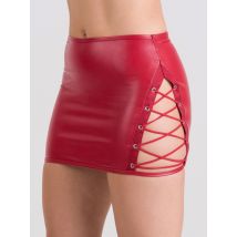 Lovehoney Fierce Leather-look Lace-up Red Skirt - Amorana
