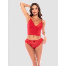 Mapale Two Piece Lace Trim Cami Set, Farbe: Rot, Grösse: S/M, S/M - Amorana