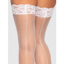 Leg-avenue Fishnet Backseam Halterlose Strümpfe, Weiss - Amorana