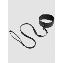 Bondage Boutique Kunstleder-halsband Mit Leine, Schwarz - Amorana