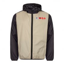 Hooded Zip Jacket - Beige / Black