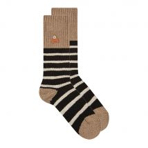 Wool Stripe Socks - Black