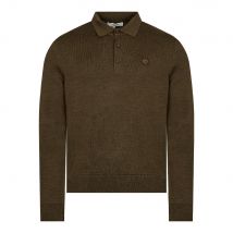 Long Sleeve Knitted Polo Shirt - Khaki