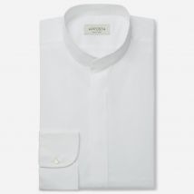 Hemd  einfarbig  wei&#223; 100% reine baumwolle popeline doppelt gezwirnt, kragenform  stehkragen ohne knopf