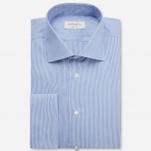 Hemd  streifen  hellblau knitterfreie baumwolle twill, kragenform  halb-gespreizter kragen, manschette  umschlagmanschette (manschettenkn&#246;pfe)