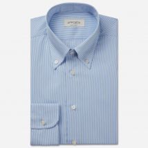 Hemd  streifen  hellblau baumwolle popeline, kragenform  button-down-kragen