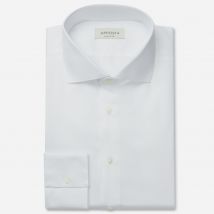 Hemd  einfarbig  wei&#223; baumwollstretch twill doppelt gezwirnt supima baumwolle, kragenform  niedriger spreizkragen