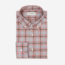 Hemd  groß kariert  grau flanell twill, kragenform  kleiner button-down-kragen