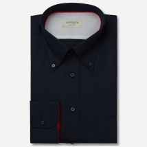Hemd  einfarbig  marineblau baumwolle satin, kragenform  hoher button-down-kragen