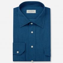 Hemd  einfarbig  marineblau baumwolle denim, kragenform  niedriger spitzkragen