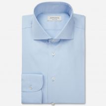Hemd  einfarbig  hellblau baumwollstretch twill, kragenform  niedriger spreizkragen