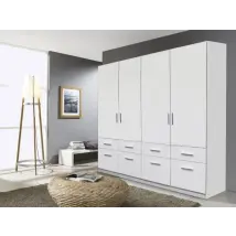 Rauch Kobe 181cm White High Gloss 4 Door 8 Drawer Large Wardrobe